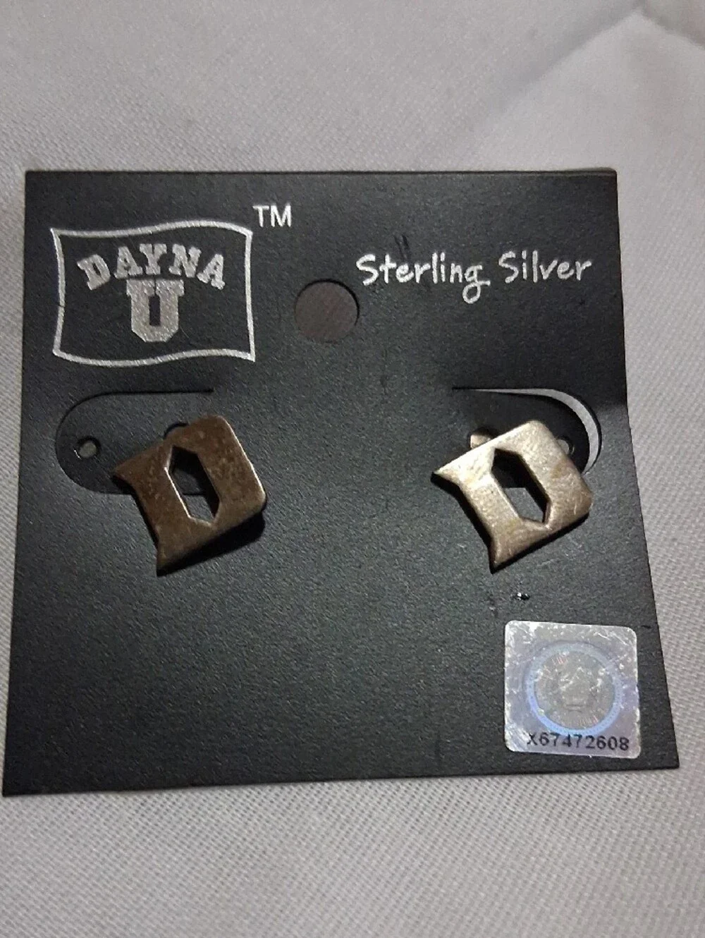 Dayna U Sterling Silver D Letter Stud Earrings - Silver